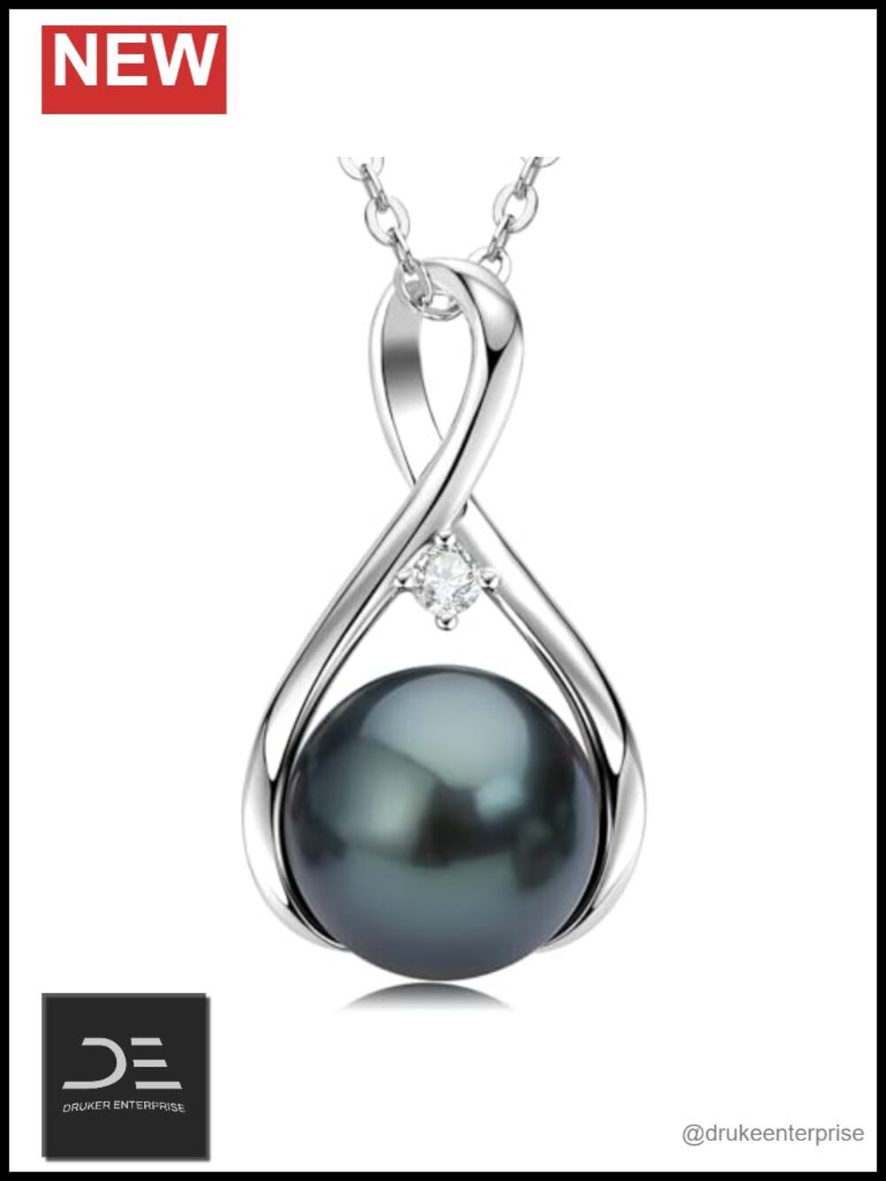 Real Tahitian Pearl Necklace 925 Sterling Silver Pendant Gift
